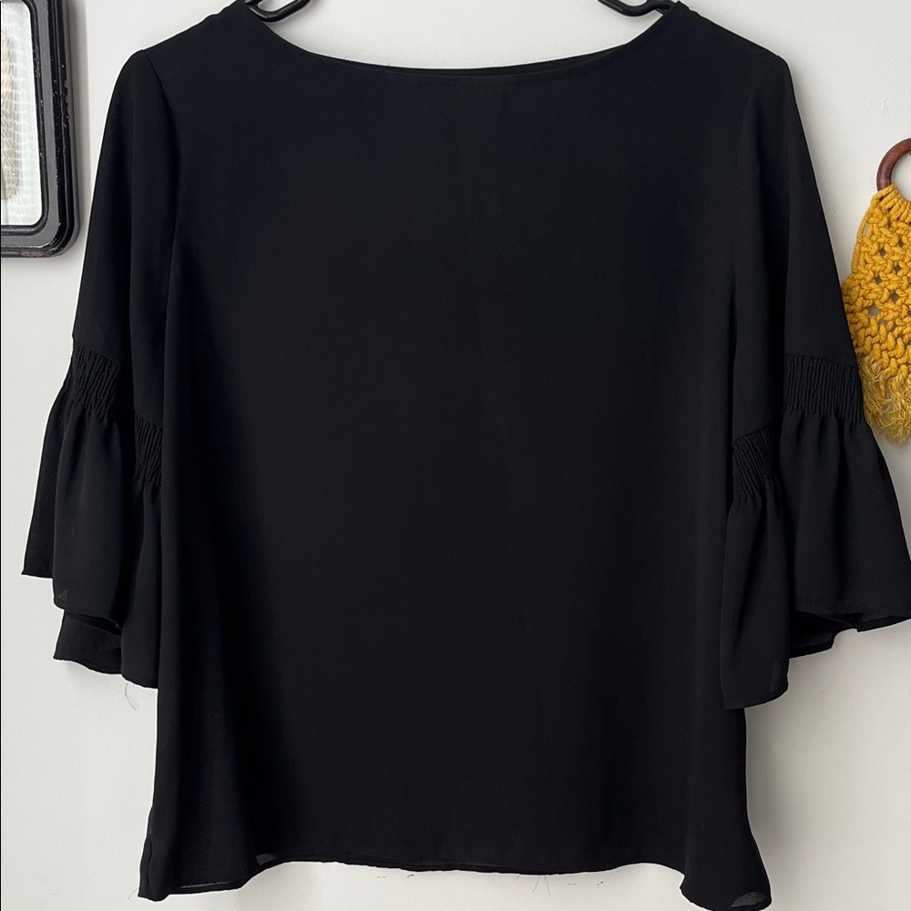 Beautiful and Elegant Black Bell Sleeve Blouse